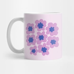 70s retro hippie flowers in lavender and blue Mug